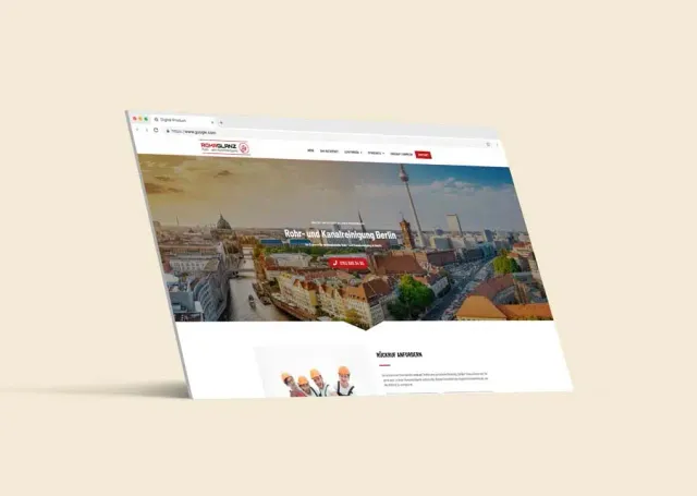 Landingpage von Rohrglanz aus Berlin – Webdesign und Google Ads für Rohrreinigung